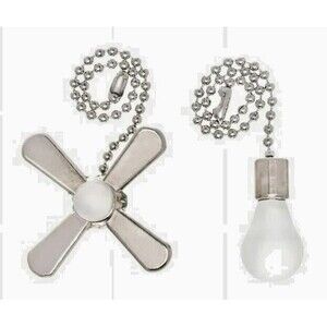 Fan and Light Bulb Pull Chains Controls 7-in Satin Nickel Finish Silver NEW